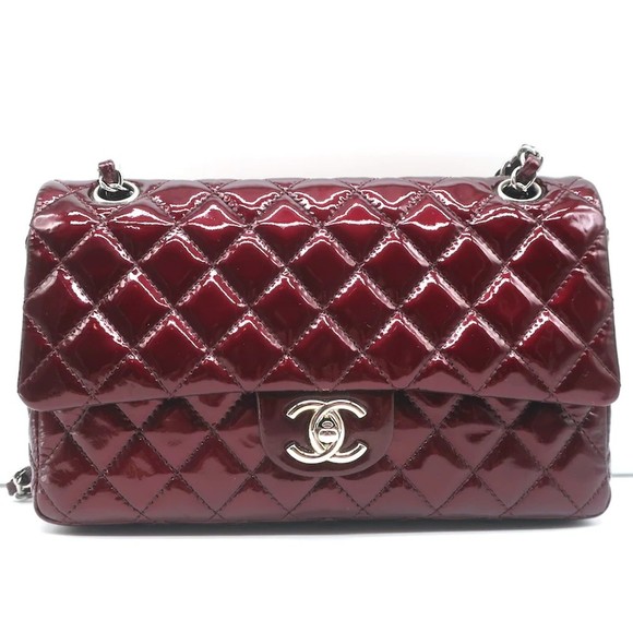 Chanel 2008 Classic Double Flap Bag Burgundy Quilted Patent Leather Shoulder Bag - Picture 3 of 12
